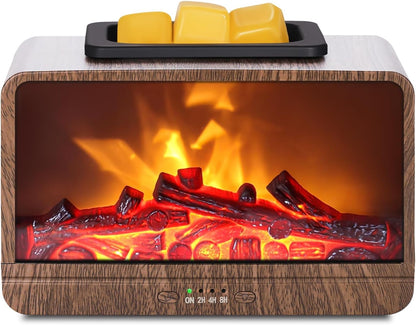 Flame Fireplace Wax Melt Warmer,Scentsy Wax Warmer with Timer, Electric Wax Warmer for Scented Wax with PTC Heating Plate, Wax Burner for Women Gifts & Home Decor(Black)