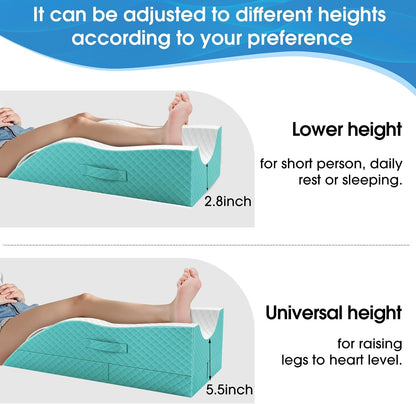 TranquilRelax Elevation Pillows for Leg After Surgery, Memory Foam Adjustable Wedge Pillow for Injury or Rest, Ankle Pillow for Sleeping Blood Circulation, Grey/Single Leg