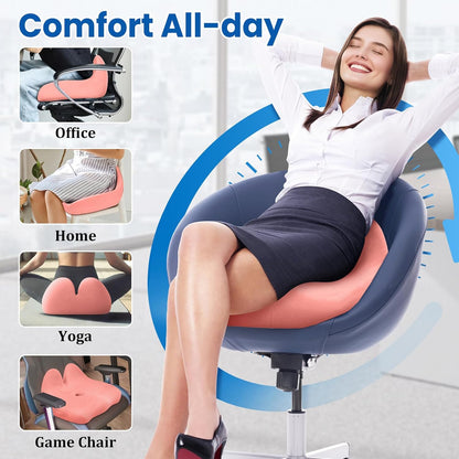 CushZone Seat Cushion, Ergonomic Memory Foam Seat Cushions for Office Chairs, Car, Long Trip, Desk Chair, Lab, Extra Large Size for Sciatica & Hip & Tailbone Pain Relief, Sciatica Support (Black)