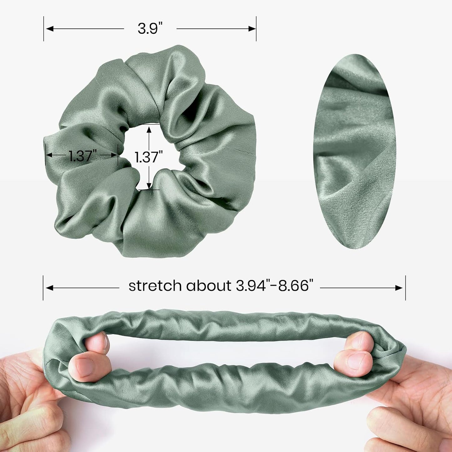 LILYSILK Silk Hair Scrunchies / Ties for Frizz & Breakage Prevention, 100% Mulberry, No Damage, Elastic ponytail Holders, 1Pc, Coffee - Colors B