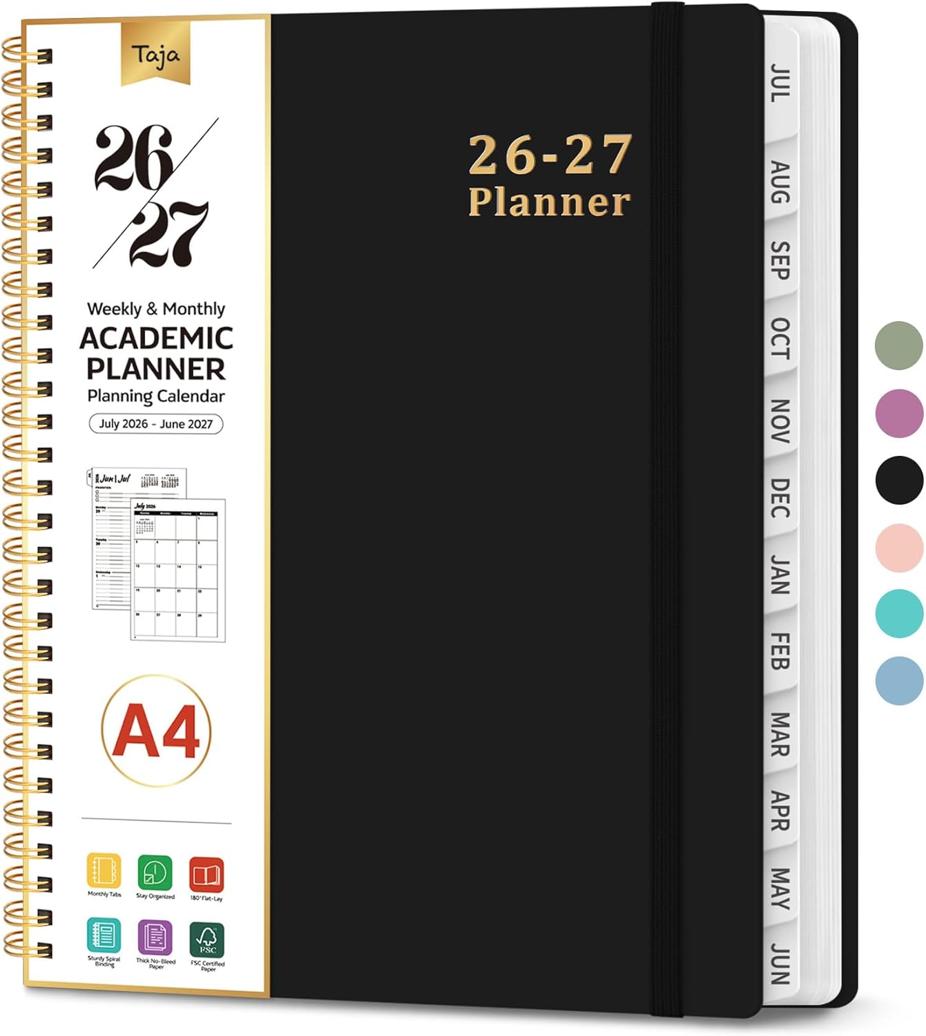 Planner 2026-2027, 8.5" x 11" Weekly and Monthly Academic Year Planner Calendar, July 2026 - June 2027, Hardcover Large School Planning Agenda With Tabs, Perfect for School & Office Supplies, A4, Green
