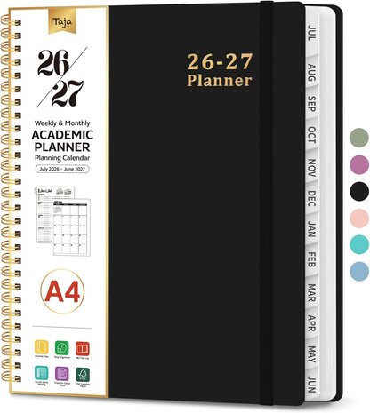 Planner 2026-2027, 8.5" x 11" Weekly and Monthly Academic Year Planner Calendar, July 2026 - June 2027, Hardcover Large School Planning Agenda With Tabs, Perfect for School & Office Supplies, A4, Green