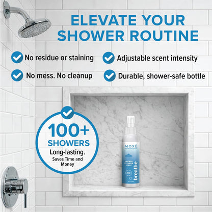MOXĒ Eucalyptus Oil Shower Mist, Spa Steam Spray, Certified Natural 100% Essential Oils, Made in USA, Aromatherapy, Sinus Congestion Relief, Tension Relief, 4 Ounces