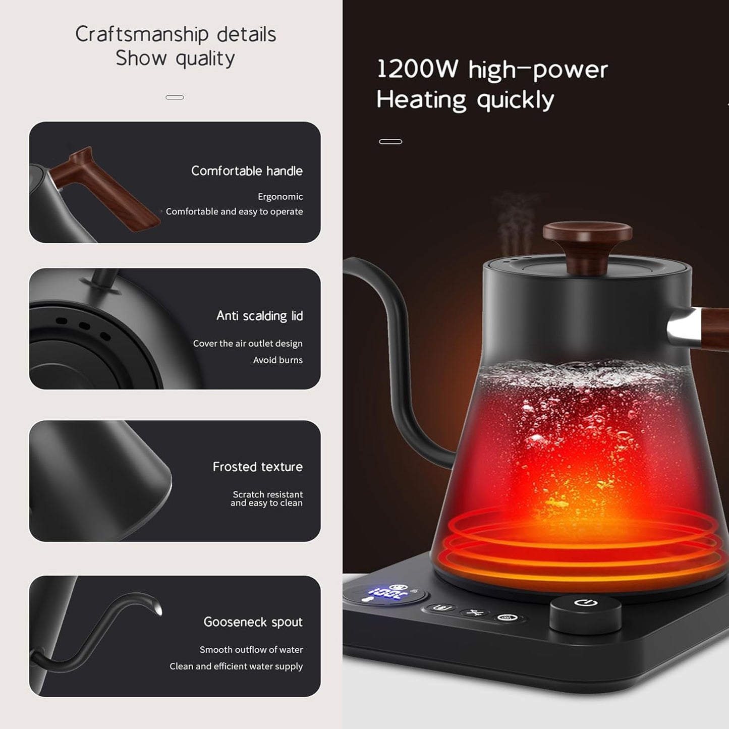 RHD 0.5L Small Portable Electric Kettle, 600W Stainless Steel Travel Kettle
