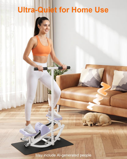 Rocking Steppers for Exercise at Home, Rocker Stepper Side to Side with Resistance Bands & Handlebar for Full Body Workout, Low-Impact Lateral Stepper Exercise Machine with Digital Monitor