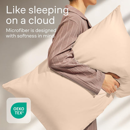 Ultra Soft Pillow Protectors with Zipper Standard Size - Set of 8 Breathable Pillow Covers - 100% Protection Against Stains, Dust & Dirt - Machine Washable (White)