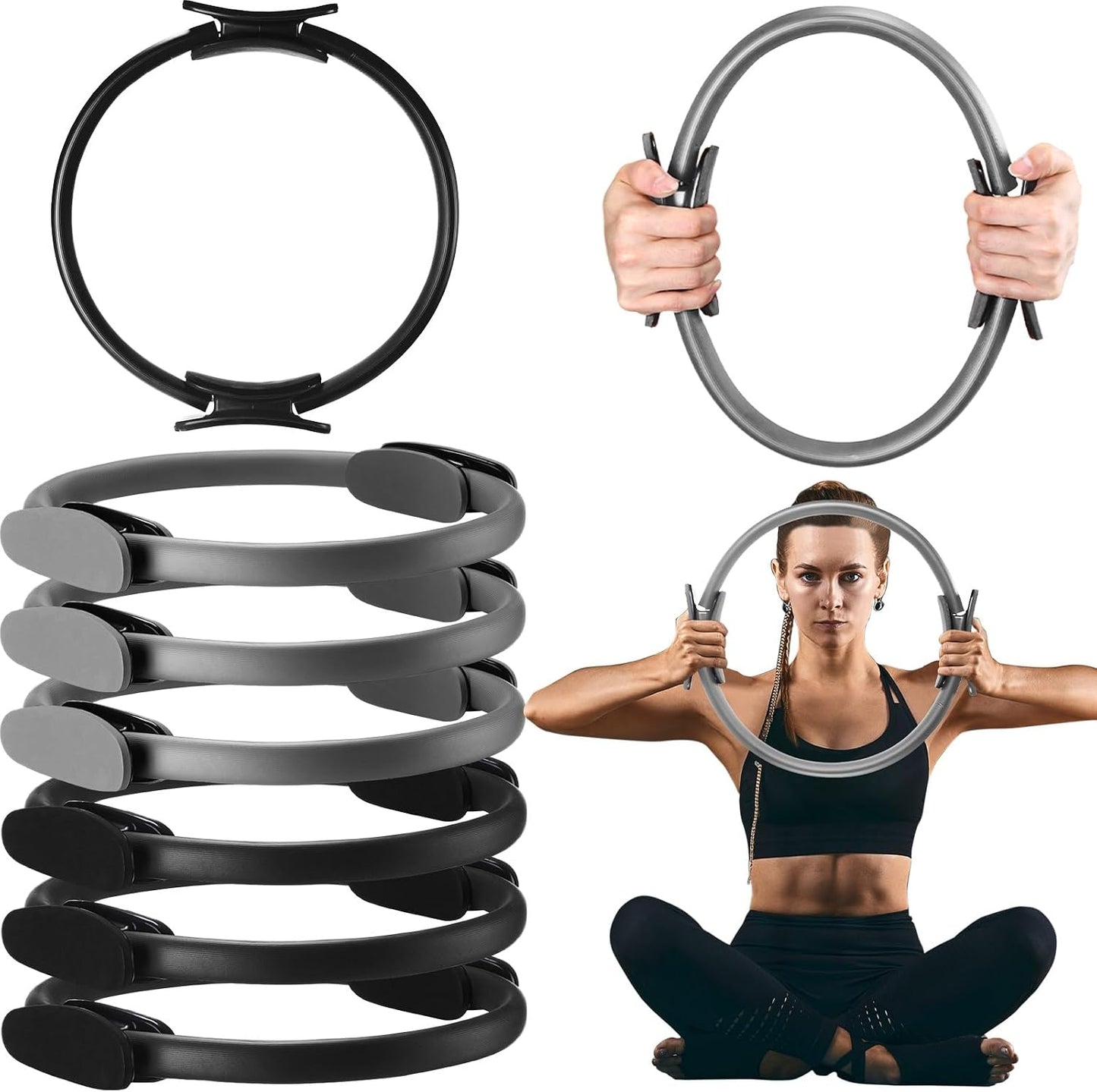 Syhood Pilates Ring 11. 81 Inch Pilates Circle Yoga Ring Magic Lightweight Flexible Workout Equipment for Fitness Physical Therapy Resistance Exercise Arms Legs