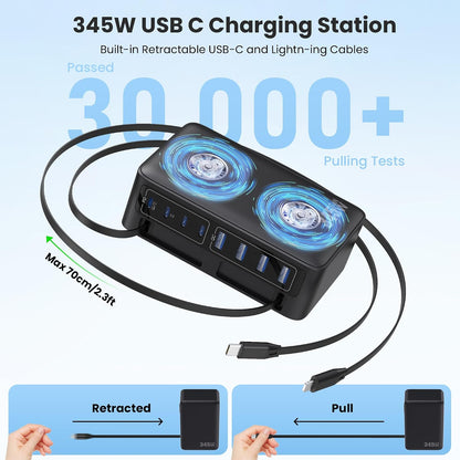 USB C Charger 200W USB C Charger Block,Upgraded GaN III 8-Port Fast Charging Station Hub,PD 65W Laptop Charging Adapter Compatible with MacBook Pro/Air,DELL,Steam Deck,iPhone 16/15/14,Galaxy S23/22