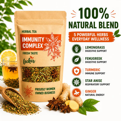 Herbal Tea with Lemongrass, Ginger, Fenugreek, Star Anise, Turmeric, Caffeine Free, Immunity Care Blend