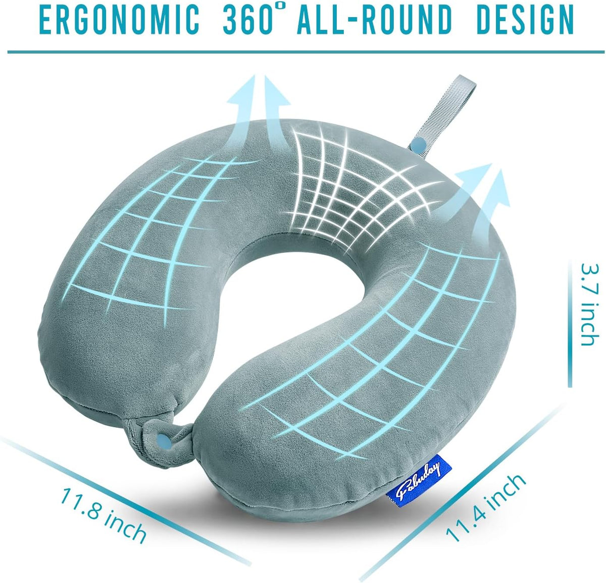 Travel Pillow Memory Foam for Airplanes - Neck Pillow for Traveling, Car, Home, Flight Pillow for Sleeping with Attachable Snap Strap Soft Washable Cover, Provide Head Neck Support Rest, Dark Gray