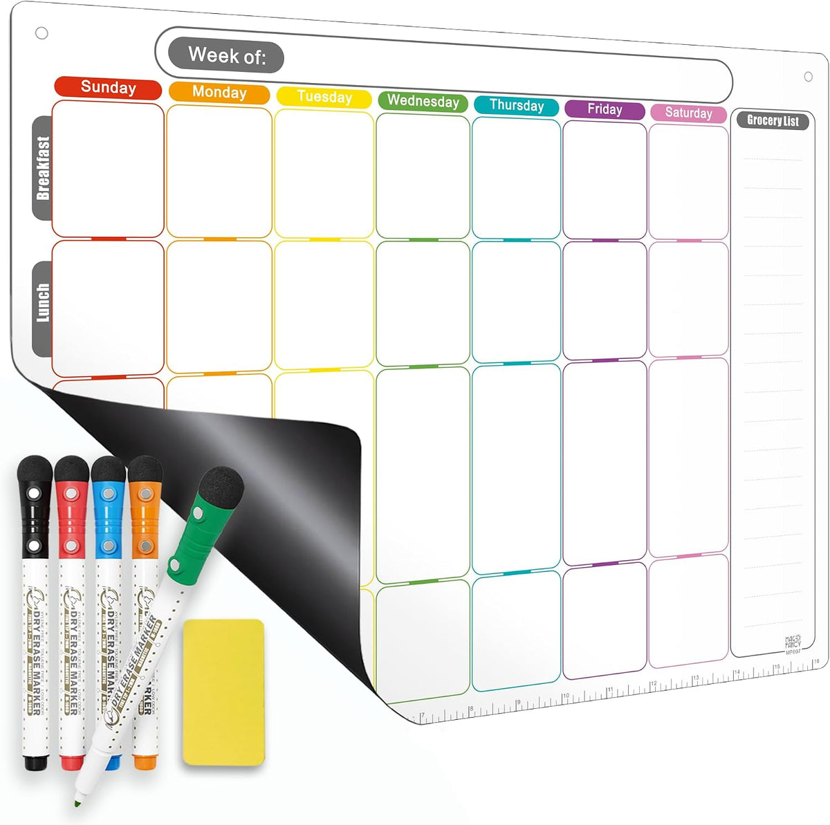 Magnetic Meal Planner for Fridge, Dry Erase Weekly Menu Board