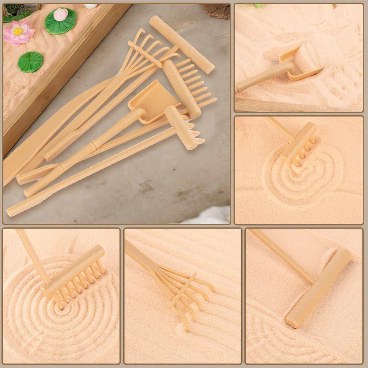 Zen Garden Kit for Desk 31PCS Mini Zen Sand Kit, Farmhouse Style for Office
