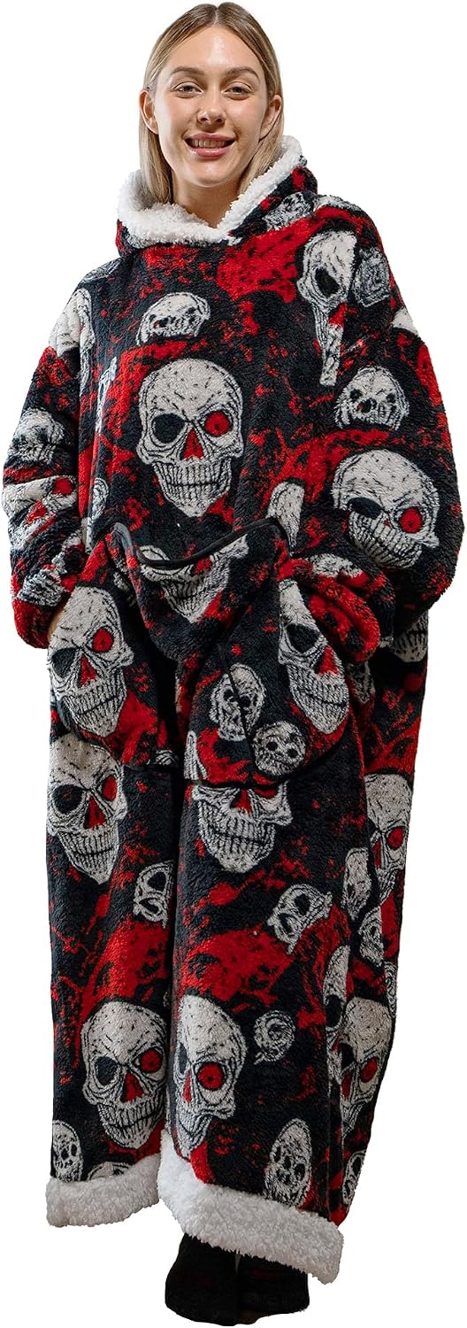 Capecage Blanket Hoodie, Long Hooded Blanket Sweatshirt as Birthday Gifts for Women Men, Long Wearable Blanket for Women Men.