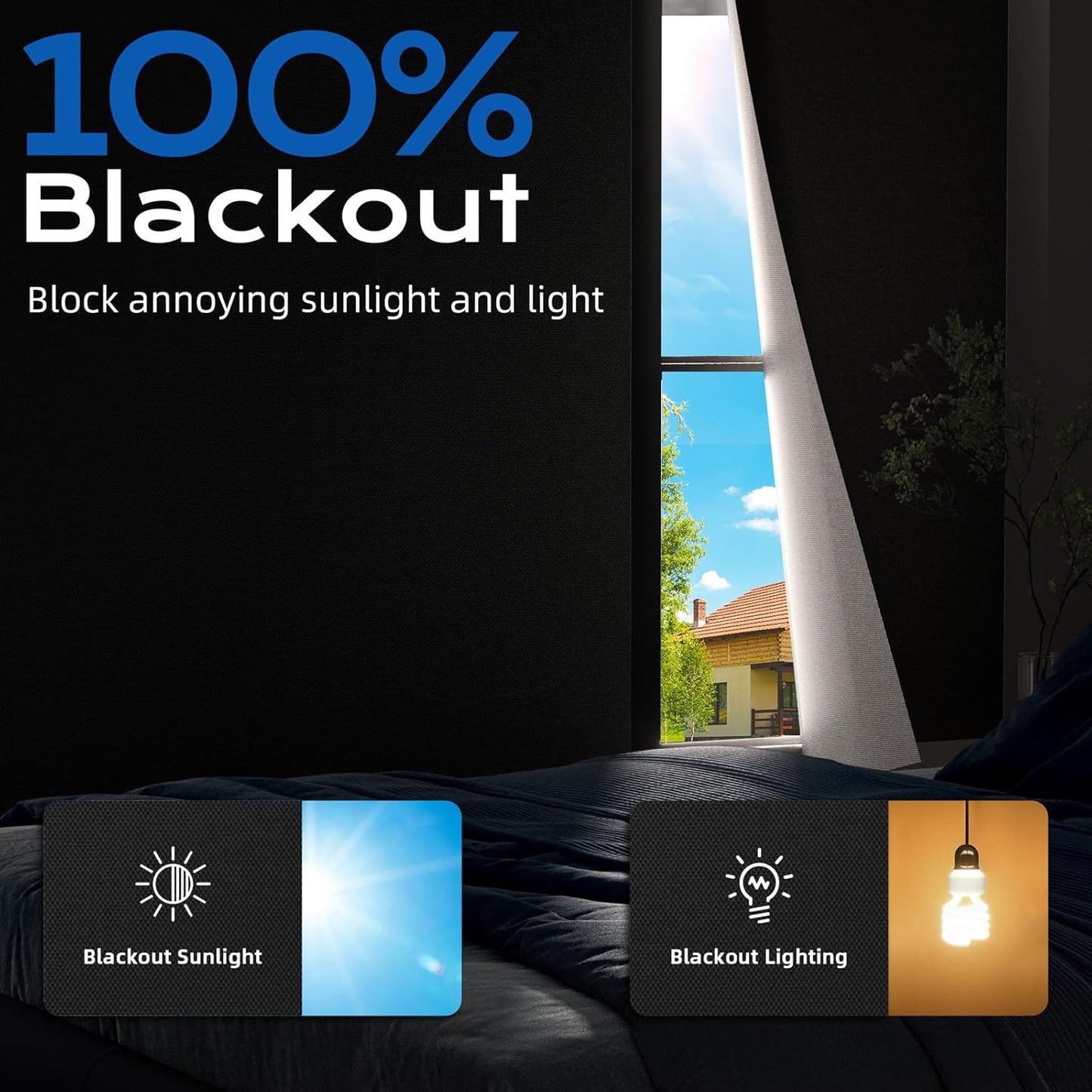 Linen Blackout Curtains for Bedroom, 70" x 58" Portable Black Out Blinds with 20 Sets Hooks & Loops Strips for 100% Blackout Window Film, Temporary Black-Out Shades for Windows Cover Travel RV- Cream