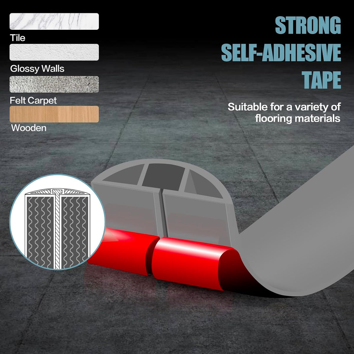 Floor Cord Cover Self Adhesive Cord Hider,10FT Cable Management, Extension Strip Protector for Wires, Prevent Cable Trips for Offices, Gyms, Exhibitions Cavity 0.39"(W) x 0.27"(H) BrownWood