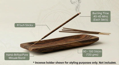 Incense Sticks Variety Pack with Wooden Holder | Nag Champa, Rose, Lavender, White Sage, Frankincense, Palo Santo & Sandalwood | Hand-Rolled Masala Incense