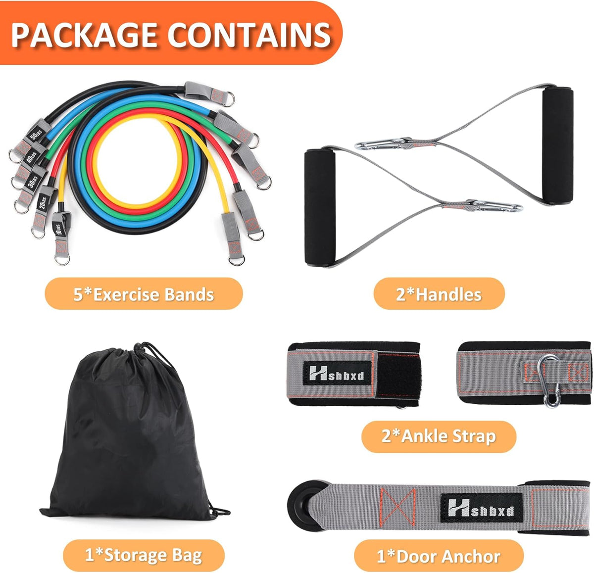 Resistance Bands with Handles and Door Anchor for Home Workouts