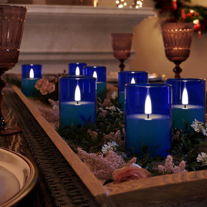 VIODAIM 12Pack Flickering Flameless LED Candles with Timer, Battery Powered - Small Pillar & Votive, Clear (2"X3")