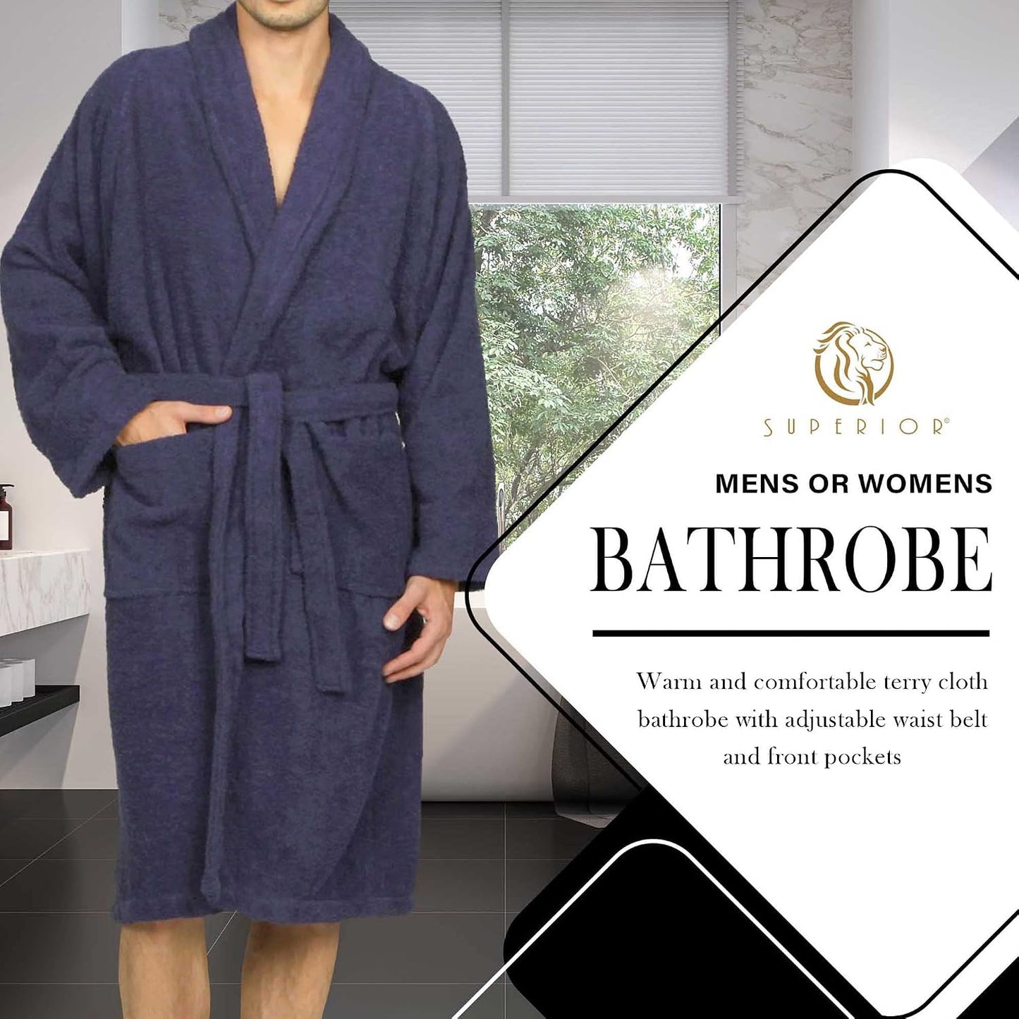 Cotton Unisex Terry Robe, Soft And Absorbent Robes For Men And Women, Bathroom Accessories