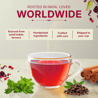 Sweet Hibiscus Cinnamon Green Tea 200gm, Natural Herbal Infusion, 100 Bags