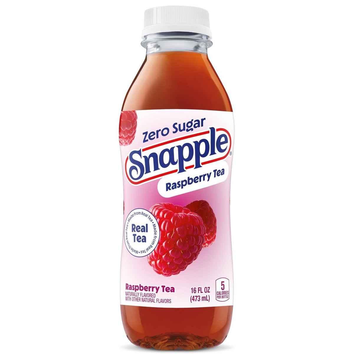 Snapple Zero Sugar Raspberry Tea, 16 fl oz recycled plastic bottle, Pack of 12