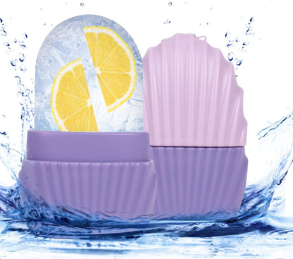 Ice Cube Roller for Face,Eyes and Neck,Reusable Silicone Ice Mold Mermaid Shell Shape for Shrink Pores Anti Wrinkle and Skin Beauty Care,Reduce Migraine Pain,Gua Sha Face Massage Tools (Pink)