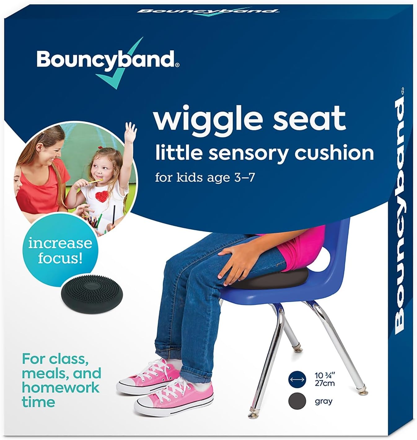 Bouncyband – Wiggle Seat – Purple, 13” D – Large Sensory Cushion for Kids Ages 6-18+ – Promotes Active Learning, Improves Student Productivity, Includes Easy-Inflation Pump