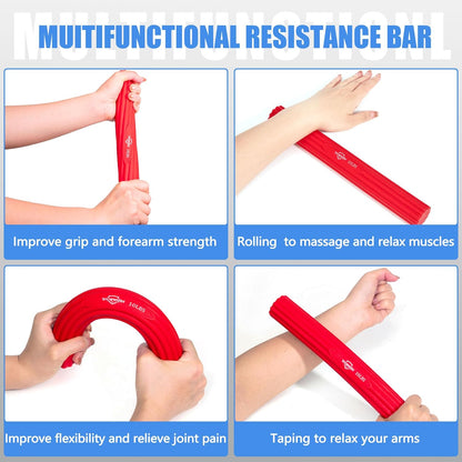 DICYWUDI Flex Therapy Bar and Grip Strength Trainers Set, Physical Therapy & Resistance Bar for Golfers Elbow,Tendinitis,Wrist,Forearms Pain, Improve Grip Strength and Relieve Pain