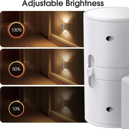 Briignite Night Lights Plug into Wall, Modern LED Night Light Plug in, Dusk to Dawn Sensor,Amber Night Light 0-100LM Adjustable Brightness, Dimmable NightLight for Hallway, Bedroom, Stairway, 2 Pack