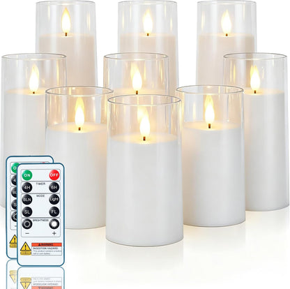 Homemory Gray Flickering Flameless Candles, Battery Operated Acrylic LED Pillar Candles with Remote Control and Timer, Halloween Decor, Set of 5