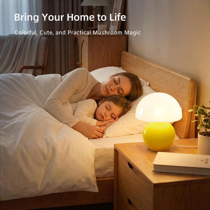 Dawnwake Mushroom Lamp Table Lamp for Bedroom,Desk Bedside Small Lamps for Living Room Night Stands,Mushroom Decor Cute Mini Modern Mid Century Lamps,Unique Aesthetic Home Living Room Decor(White)