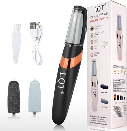 LQT® Electric Foot File – Rechargeable Callus Remover for Hard, Cracked Skin – At-Home Pedicure Kit for Smooth Feet (Men & Women) (White)