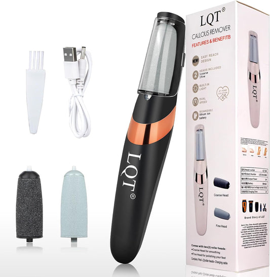 LQT® Electric Foot File – Rechargeable Callus Remover for Hard, Cracked Skin – At-Home Pedicure Kit for Smooth Feet (Men & Women) (White)