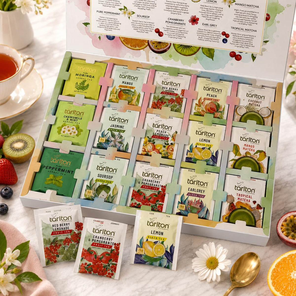 Tea Gift Box Set, 105 Individually Wrapped Tea Bags 15 Flavors Variety Pack