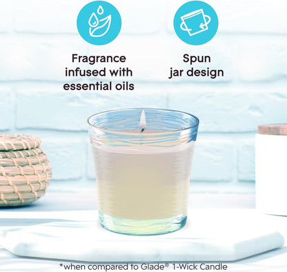 Glade 1-Wick Scented Candle Jar, Clean Linen, Air Freshener Infused with Essential Oils, 4.08 Oz, 2 Count