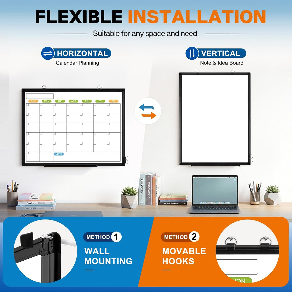 24" x 18" Magnetic Monthly Dry Erase Whiteboard Calendar for Wall