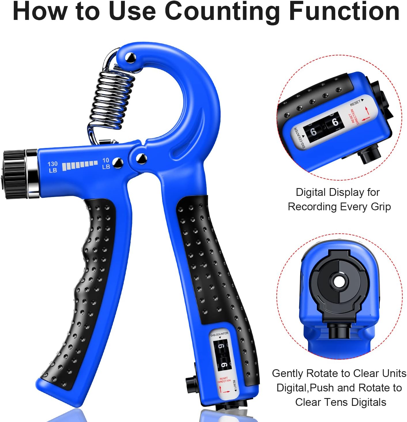 KDG Hand Grip Strengthener 2 Pack Adjustable Resistance 10-130 lbs Forearm Exerciser，Grip Strength Trainer for Muscle Building and Injury Recovery for Athletes