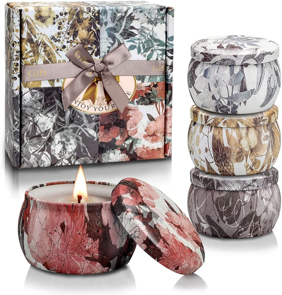 Scented Candles Gift Set, 8 Pack Soy Wax Candles for Women, Fresh Floral Summer Aromatherapy Scents for Home, Birthday, Thank You, Housewarming Gifts