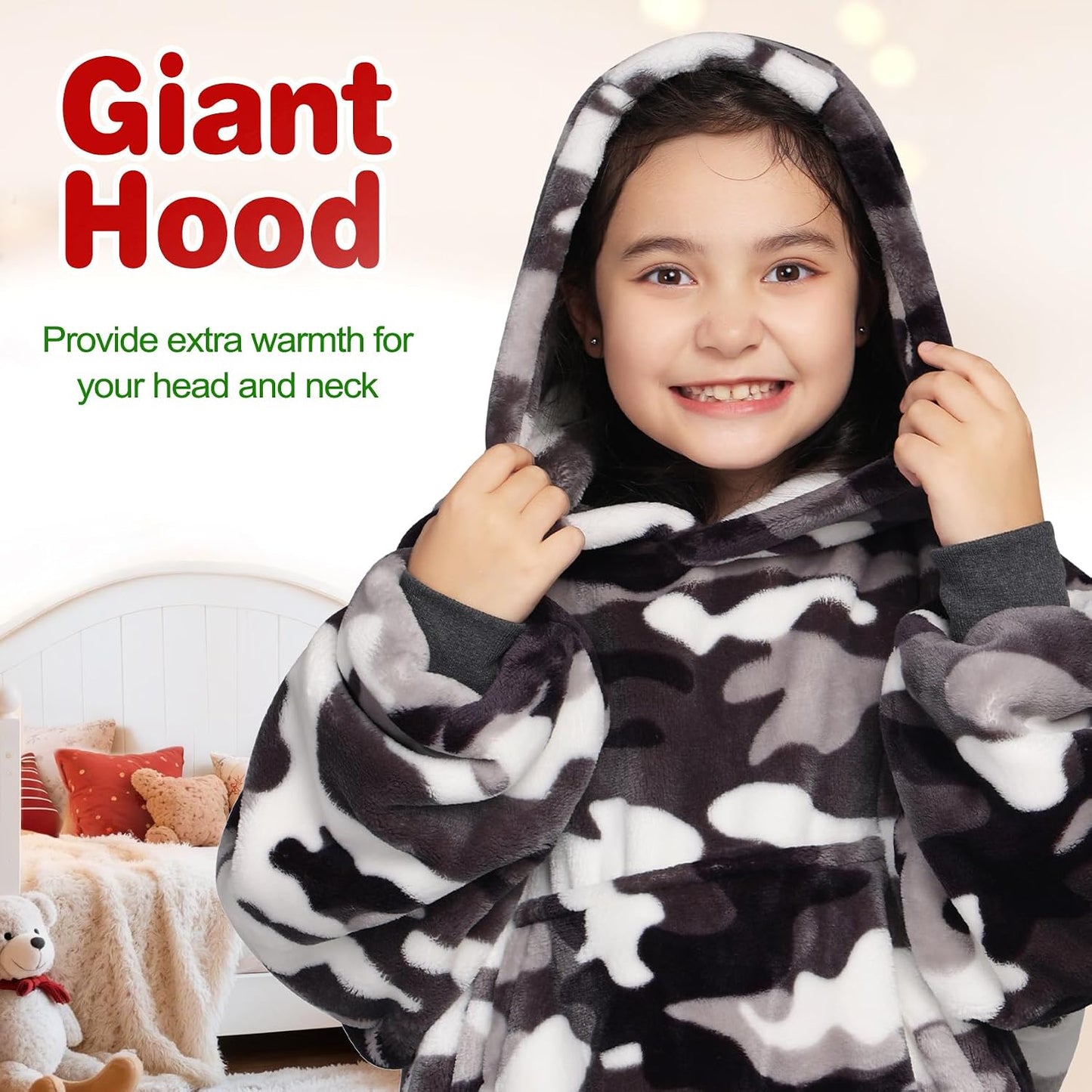 Waitu Wearable Blanket Sweatshirt Gifts for Women and Men, Warm and Cozy Giant Blanket Hoodie, Thick Flannel Blanket with Sleeves and Giant Pocket - Dark Gray