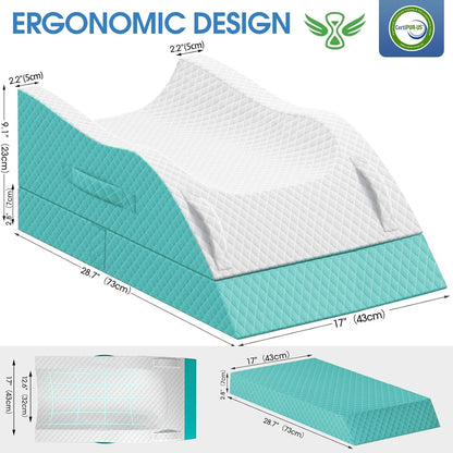 TranquilRelax Elevation Pillows for Leg After Surgery, Memory Foam Adjustable Wedge Pillow for Injury or Rest, Ankle Pillow for Sleeping Blood Circulation, Grey/Single Leg