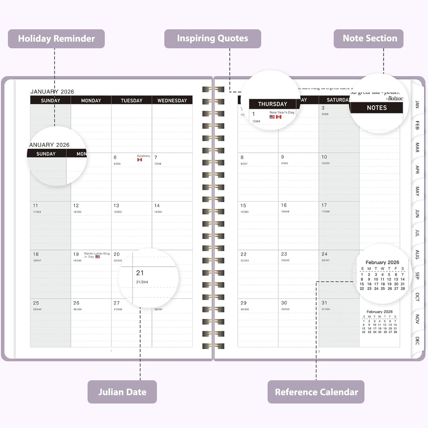 Planner 2026-2027, Weekly and Monthly Calendar Planner, JUL 2026 - JUN 2027 | Academic Year, Daily Agenda Book, A5(6.3'' x 8.5''), Sprial Bound, Inner Pocket, Office School Use