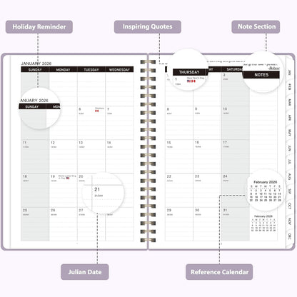 Planner 2026-2027, Weekly and Monthly Calendar Planner, JUL 2026 - JUN 2027 | Academic Year, Daily Agenda Book, A5(6.3'' x 8.5''), Sprial Bound, Inner Pocket, Office School Use