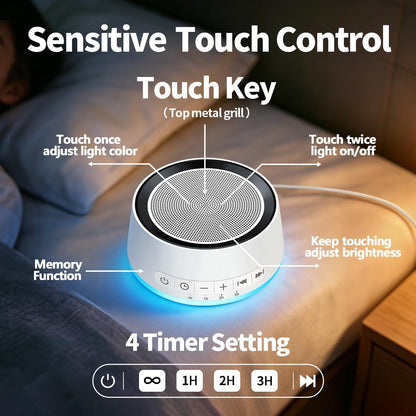 Sound Machine Night Light White Noise Machine with 30 Soothing Sounds 12 Colors Night Light Sleep Machine for Baby Kids Adults Brown Pink Nosie Machine with 32 Volume Levels for Office Home Travel