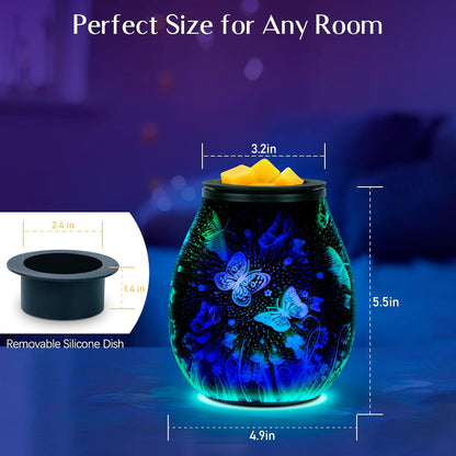 Wax Melt Warmer for Scented Wax- Glass Wax Melter for Home Fragrance with Removable Tray, Essential Oil Warmer Wax Cubes Burner Aroma Night Light for Home Office Bedroom Decor Gifts for Women