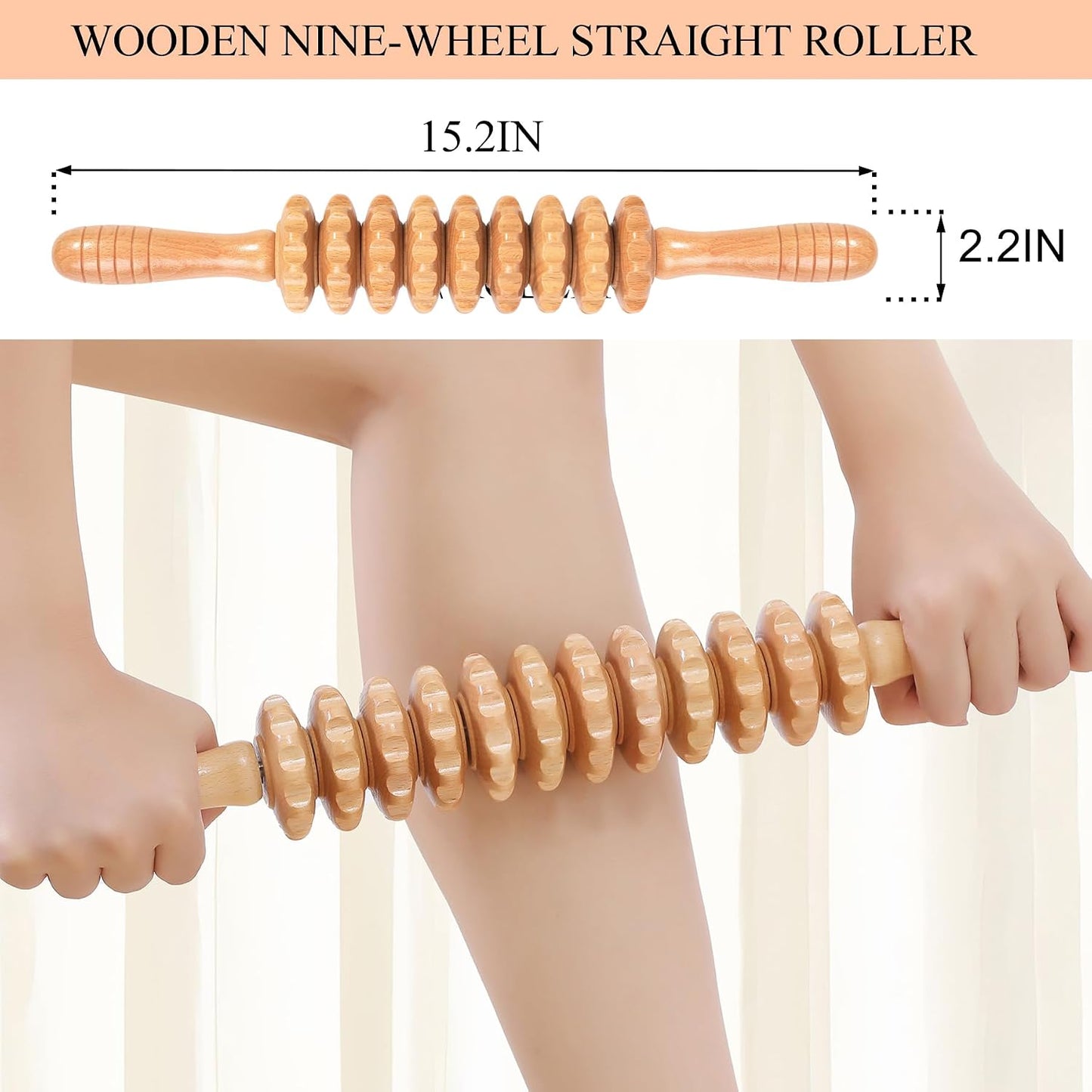 Xokocli Cellulite Massage Tool Wood Therapy Massage Tools Fascia Blaster Cellulite Roller Lymphatic Drainage Massager Deep Tissue Massage Stick for Legs Thighs Muscle Relief Recovery(White 12-Wheel)