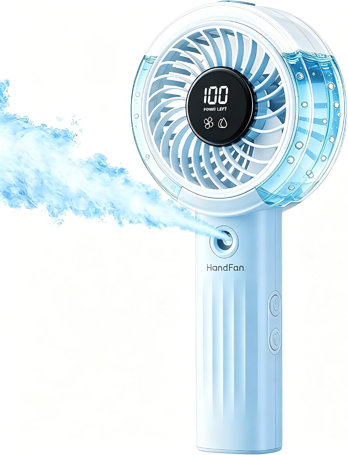 HandFan Upgraded Misting Fan with LED Display – Extreme Cooling Portable Handheld Fan with Water Mist Spray, 50% Stronger Airflow & Quieter, USB Rechargeable for Travel/Park/Disney/Beach/Concert/Game