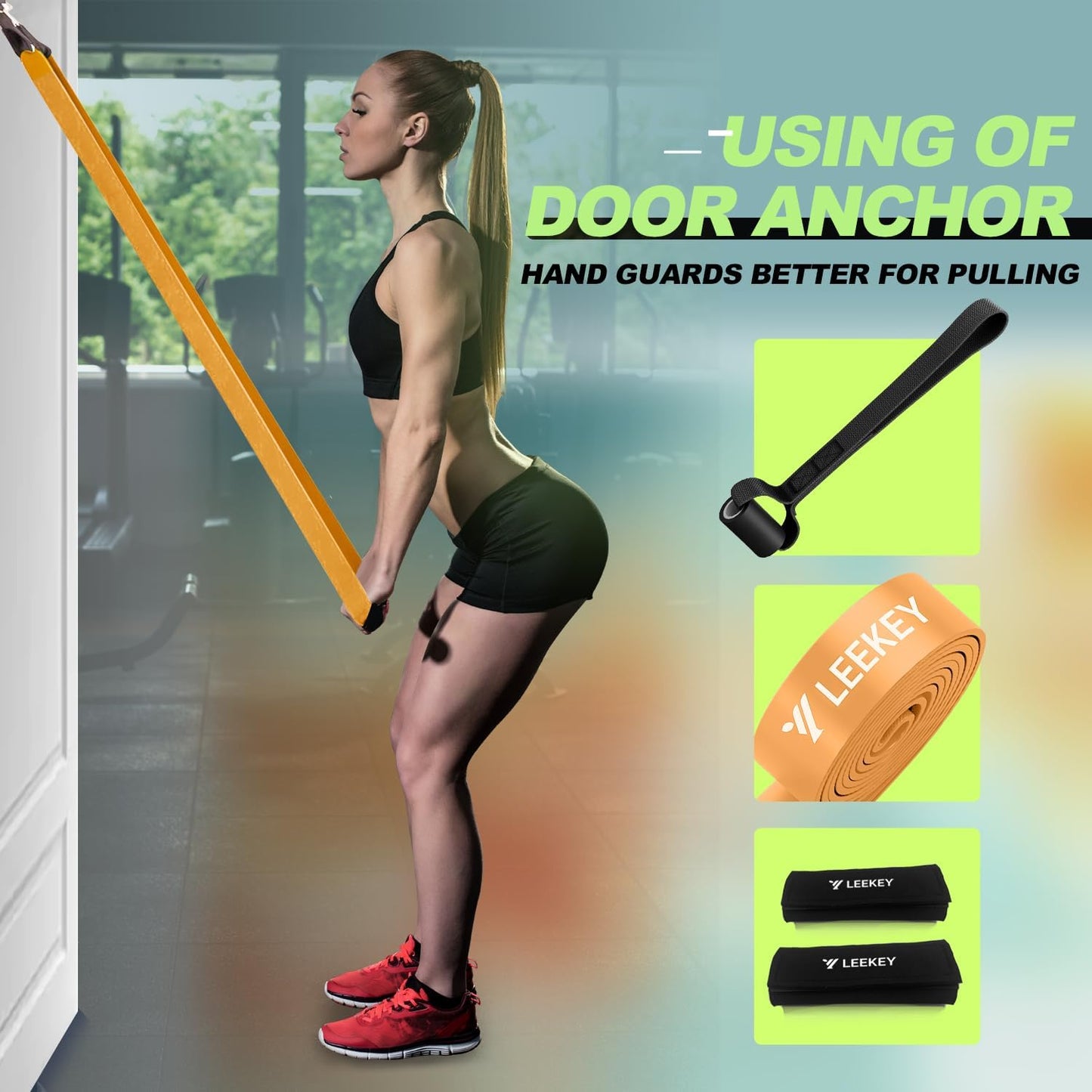 LEEKEY Pull Up Assistance Bands,5-125LB Resistance Bands with Grip、Door Anchor、Gym Bag - Exercise Bands for Full-Body Training, Fitness, Physical Therapy -USA Original Patent