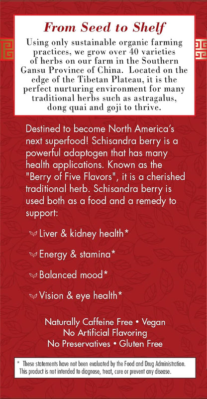 Bravo Tea Absolute Schisandra Berry Herbal Tea Caffeine Free, 20 Tea Bags