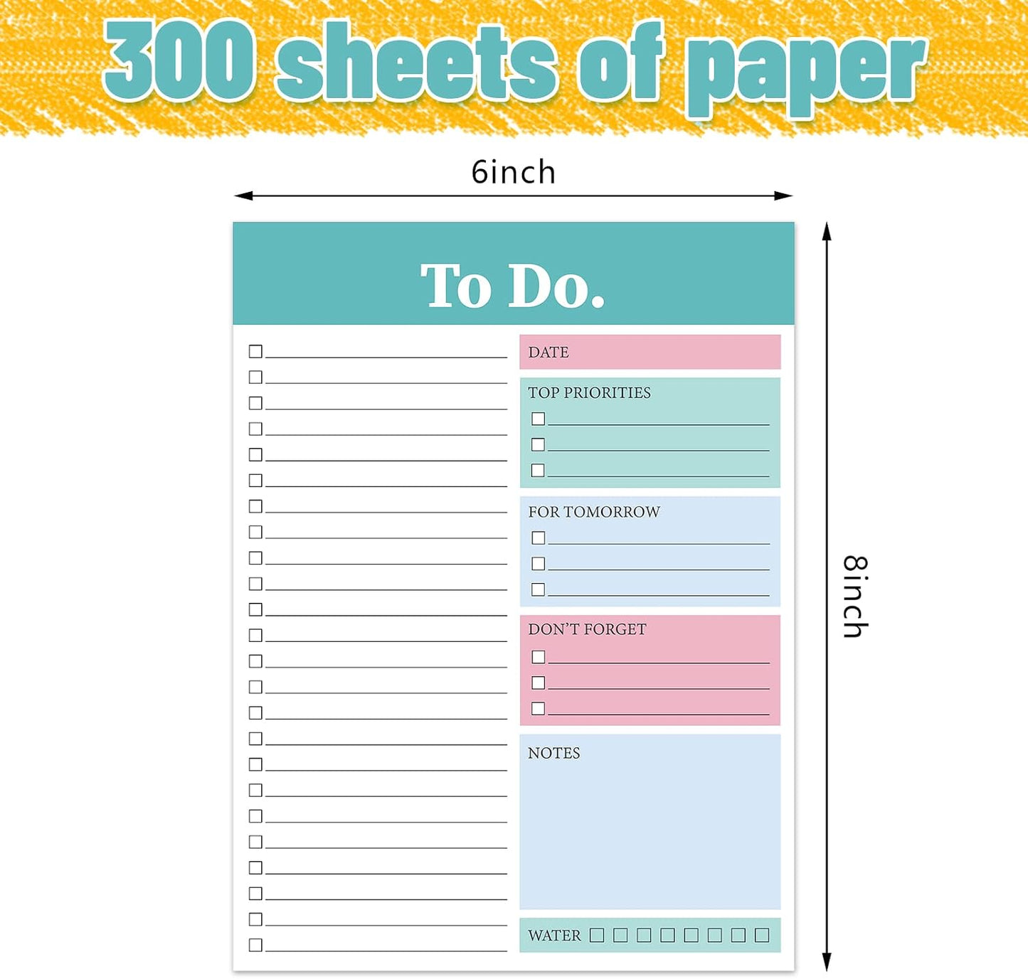 Spakon 300 Sheets Daily to Do List Notepad Notebook Library Card to Do Planner Checklist Memo Writing Pad Schedule Reminder Office Homework Planner for Task, 6" x 8(Classic,White)