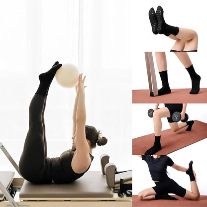 COOLMATE Pilates Socks with Grips for Women, Yoga Socks, Crew Non Slip Women for Barre, Pilates Gifts for Women - Colors B